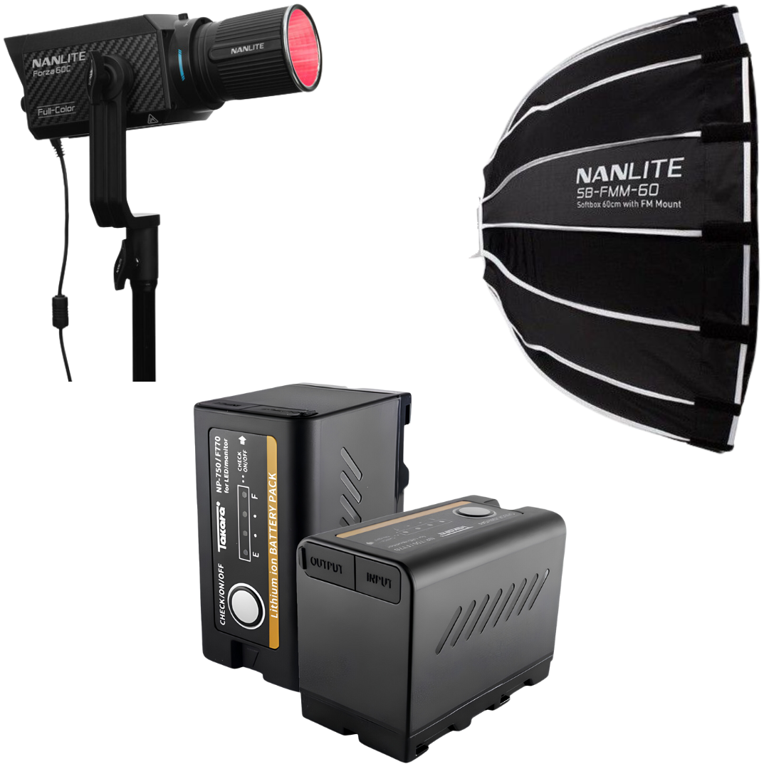 Paket Nanlite Forza 60C  RGB LED Monolight + Takara NP-F970 Battery + Softbox 60cm